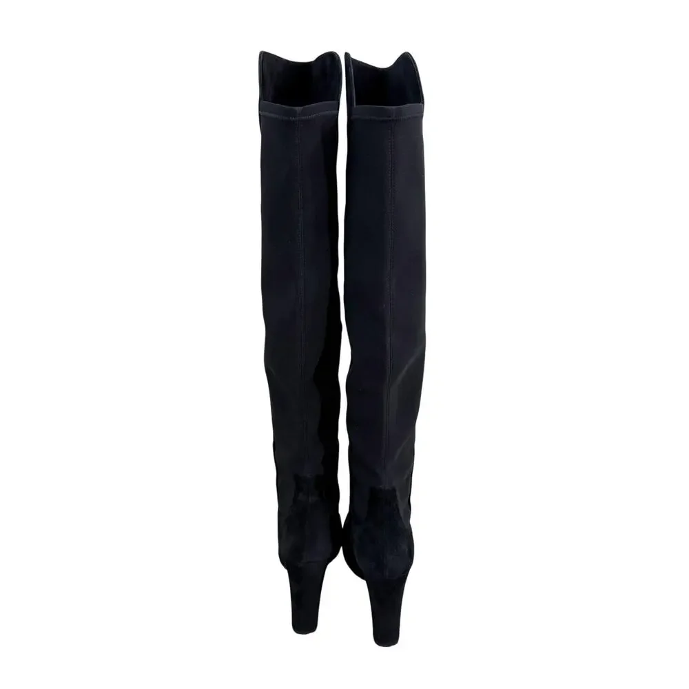 Stuart Weitzman Black Suede High Heel Over the Knee Boots Women's US Size 9 VGUC